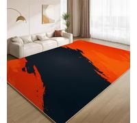 POKXAEU Modern Orange Black Area Rugs Vintage Burnt Orange Machine Washable Rugs for Living Room Soft Non Slip Easy to Clean Carpet for Bedroom Nursery Study Classroom Office 150x210cm