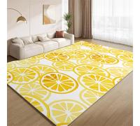 POKXAEU Modern Yellow White Area Rugs Fruit Lemon Slices Faux Wool Living Room Rugs Washable Non Slip Floor Carpet No Shedding Easy Care for Bedroom Nursery Office Hallway Decor 180x270cm