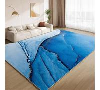 POKXAEU Ocean Blue Waves Area Rugs Fluid Blue Marble Washable Living Room Bedroom Rugs Soft Non Slip No Shedding Short Pile Carpet for Nursery Farmhouse Home Floor Hallway 120x150cm
