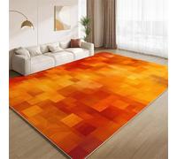 POKXAEU Ombre Burnt Orange Area Rugs Fuzzy Orange Grid Faux Wool Living Room Rugs Washable Non Slip Floor Carpet No Shedding Easy Care for Bedroom Nursery Office Hallway Decor 180x270cm