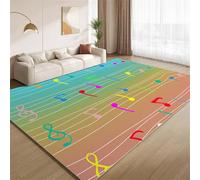 POKXAEU Ombre Rainbow Music Area Rugs Colorful Musical Notes Machine Washable Rugs for Living Room Soft Non Slip Easy to Clean Carpet for Bedroom Nursery Study Classroom Office 150x210cm