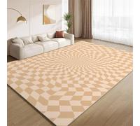 POKXAEU Optical Illusions Area Rugs Grid Wave Swirl Washable Living Room Bedroom Rugs Soft Non Slip No Shedding Short Pile Carpet for Nursery Farmhouse Home Floor Hallway 120x150cm