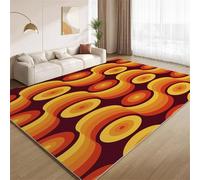 POKXAEU Retro Orange Brown Area Rugs Burnt Orange Wavy Stripes Non Slip Floor Decor Carpet Soft Short Pile Accent Rugs for Inside House Living Room Bedroom Playroom Foyer Floor Mats 150x240cm