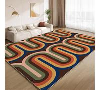 POKXAEU Retro Rainbow Waves Area Rugs Colorful Stripes Machine Washable Rugs for Living Room Soft Non Slip Easy to Clean Carpet for Bedroom Nursery Study Classroom Office 150x210cm
