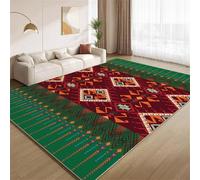 POKXAEU Retro Red Green Tribal Area Rugs Aztec Geometric Ethnic Washable Rugs for Living Room Soft Bedroom Rug Non Slip Accent Carpet for Dining Room Office Nursery Playroom Decor 120x180cm