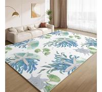 POKXAEU Starfish Seagrass Coastal Area Rugs Fresh Blue White Washable Living Room Bedroom Rugs Soft Non Slip No Shedding Short Pile Carpet for Nursery Farmhouse Home Floor Hallway 120x150cm