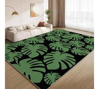 POKXAEU Tropical Monstera Area Rugs Black Green Plants Machine Washable Rugs for Living Room Soft Non Slip Easy to Clean Carpet for Bedroom Nursery Study Classroom Office 150x210cm