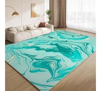 POKXAEU Turquoise Marble Area Rugs Fluid Wave Stripes Washable Living Room Bedroom Rugs Soft Non Slip No Shedding Short Pile Carpet for Nursery Farmhouse Home Floor Hallway 120x150cm