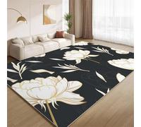 POKXAEU Vintage White Flowers Area Rugs Elegant Lotus Machine Washable Rugs for Living Room Soft Non Slip Easy to Clean Carpet for Bedroom Nursery Study Classroom Office 150x210cm