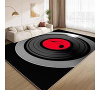 POKXAEU Vinyl Records Area Rugs Creative Music Lover Non Slip Floor Decor Carpet Soft Short Pile Accent Rugs for Inside House Living Room Bedroom Playroom Foyer Floor Mats 150x240cm