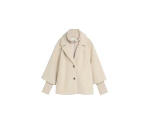Polaire-cape douillette au look 2-en-1 col à revers femme Tom Tailor Beige XS