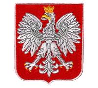 Poland Coat of Arms Patch Polska White Eagle Shield Embroidered Iron-On Polish
