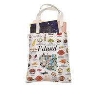 Poland Country Map Europe Cuisine Lover Tote Bag Mom Dad BFF Polish Food Cooking Travel Shopping Bags (Poland)