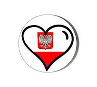 Poland Flag Heart Shaped Design 10 x 56mm Vinyl Stickers Pack of 10