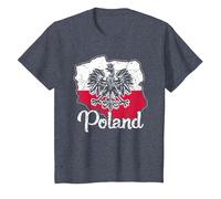Poland Flag Retro National Pride Polish Polska T-Shirt, Youth, Heather Blue, Medium