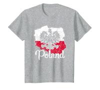 Poland Flag Retro National Pride Polish Polska T-Shirt, Youth, Heather Grey, Medium