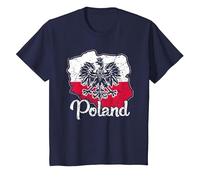 Poland Flag Retro National Pride Polish Polska T-Shirt, Youth, Navy Blue, Small