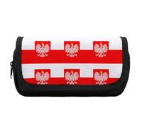 Poland Flag with White Royal Ea-gles Cute Double Pencil Case Large Capacity Portable Pen Pouch with Zippered