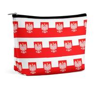 Poland Flag with White Royal Ea-gles Cute Makeup Bag for Women Portable Cosmetic Pouch Lightweight Travel Toiletry Bags