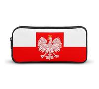 Poland Flag with White Royal Ea-gles Cute Pencil Case Large Capacity Portable Lightweight Pencil Pouch with Zippered