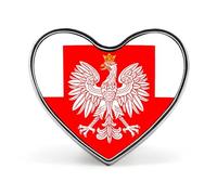 Poland Flag with White Royal Ea-gles Heart Metal Brooches Small 1" Badge Pin Decorative Lapel Pins Gift Clothing Hat Accessory