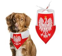 Poland Flag with White Royal Ea-gles Printed Dog Bandanas Adjustable Trendy Triangle Pet Scarffor Small Medium Large