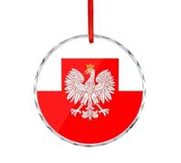 Poland Flag with White Royal Ea-gles Printed Glass Christmas Ornaments for Women Men Personalized Pendant Decorations