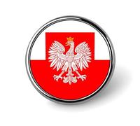 Poland Flag with White Royal Ea-gles Round Metal Brooches Small 1" Badge Pin Decorative Lapel Pins Gift Clothing Hat Accessory