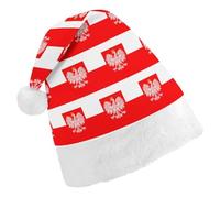 Poland Flag with White Royal Ea-gles Trendy Christmas Hat Soft Breathable Xmas Beanie Santa Headwear for New Year Party