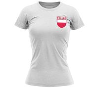 Poland Football Shirt Women - Retro Poland Badge T Shirt - Football Country European Supporters 2024 Tee Her - Polish Tournament 2024 Footy Soccer Top, S, White