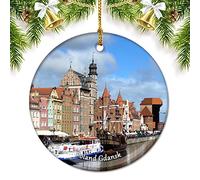 Poland Gdansk Christmas Ornaments for Tree Ceramic Pendant Double Sided Ornament Decor Xmas Gifts Porcelain Travel Souvenirs