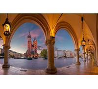 Poland Krakow St Mary's Church Dusk Lights DIY 5D Diamond Painting by Number Unique Kits Home Wall Decor Crystal Rhinestone Wall Decor