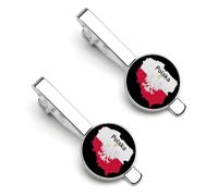 Poland Map Flag 1 Pair Men's Tie Clips Lightweight Necktie Tie Bars for Business Wedding Suit