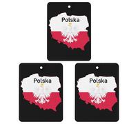 Poland Map Flag 3 PCS Car Air Freshener Hanging Aromatherapy Tablets Automotive Ornament for Auto Room Bathroom Bedside Square