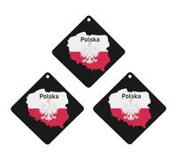 Poland Map Flag 3 PCS Car Air Freshener Hanging Aromatherapy Tablets Automotive Ornament for Auto Room Bathroom Bedside Rhombus