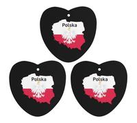 Poland Map Flag 3 PCS Car Air Freshener Hanging Aromatherapy Tablets Automotive Ornament for Auto Room Bathroom Bedside Love form