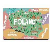 Poland Map Fridge Magnet Krakow Travel Souvenir Warsaw
