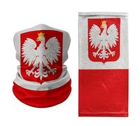 Poland Naval Emblem Flag Neck Gaiter - Polish Eagle Face Cover - Breathable Red & White Patriotic Bandana for National Events, Travel, and Everyday Wear