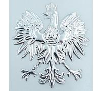 Poland, Polish Eagle Chrome silver finish decal emblem 3D sticker car bike 2.5" Flexible