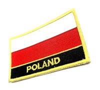 Poland Polish EU European Europe Iron On Embroidery Country Flag Patch Embroidered Fabric Sew On Transfer for Clothes 8cm x 5cm Rectangle Pack of 1