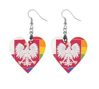 Poland Polish LGBT Rainbow Gay Flag Round Wooden Earrings Boho Drop Pendant Fashion Gifts for Women