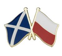 Poland Polish & Scotland Saltire Scottish Friendship National Flag Metal Enamel Pin Badge - 2.4cm x 1.9cm - Hard Enamel Crossed Flags Lapel - Polish-Scottish Heritage Diplomatic