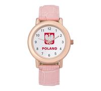 Poland Polish Women's Wrist Watch Easy Reader with Leather Strap Analog Display Wonderful Ladies Gifts