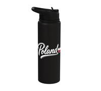 Poland Script Love Heart Flag Patriotic Design Stainless Steel Insulated Water Bottle
