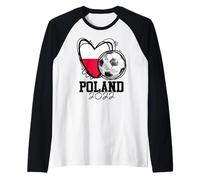 Poland Soccer Polish Flag Polska Love Country Pride Heart Raglan Baseball Tee