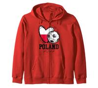 Poland Soccer Polish Flag Polska Love Country Pride Heart Zip Hoodie