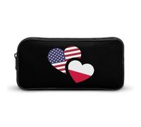 Poland U.S. Flag Simple Pencil Case Big Capacity Pouch Box Travel Makeup Bag