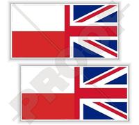 Poland-UK Flag, Polish-British Union Jack, United Kingdom 3" (75mm) Vinyl Bumper Stickers, Decals x2