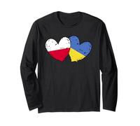 Poland Ukraine Heart Flags Polish Ukrainian Dual Flag Long Sleeve T-Shirt