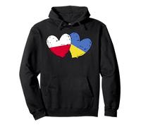 Poland Ukraine Heart Flags Polish Ukrainian Dual Flag Pullover Hoodie